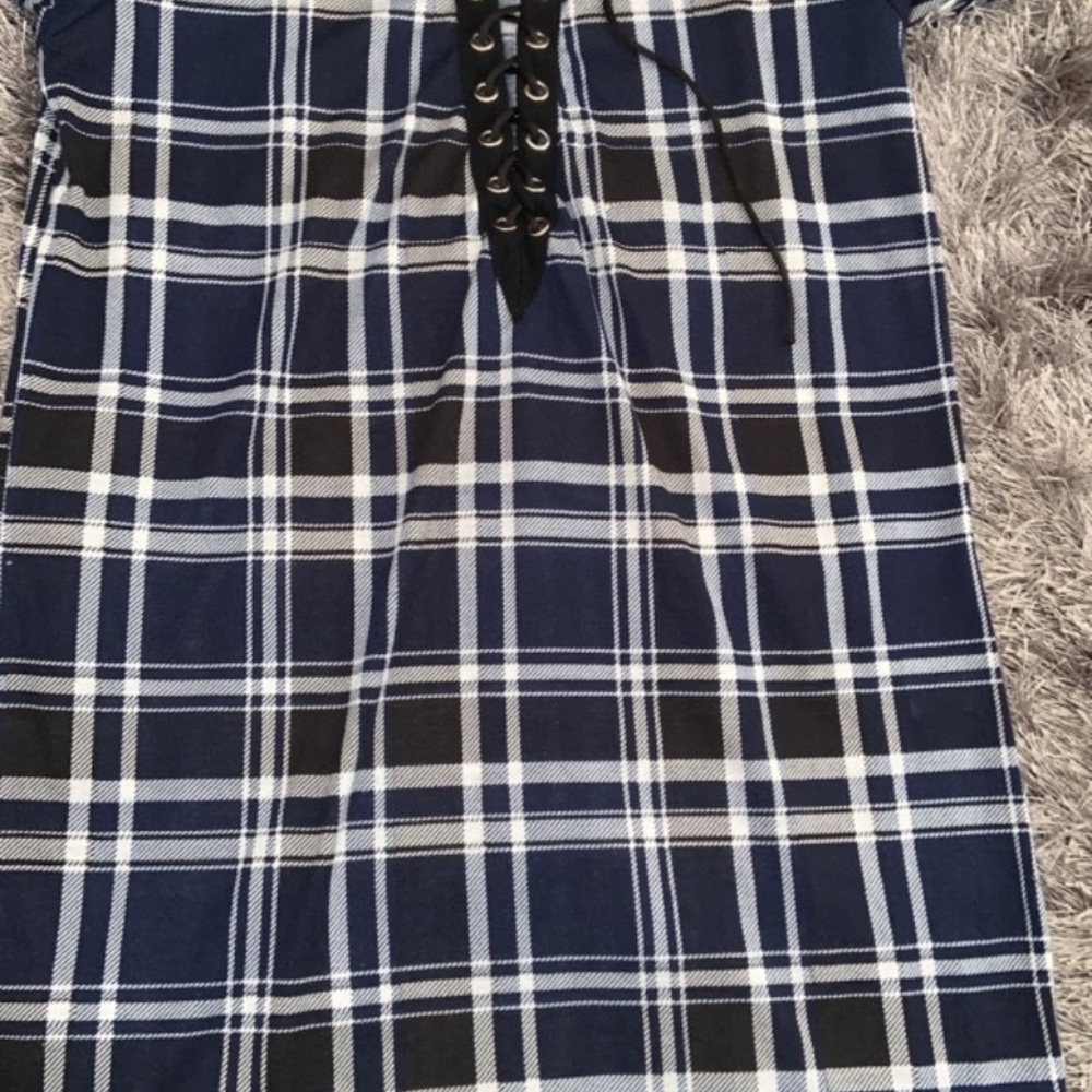 Blue checkered dress